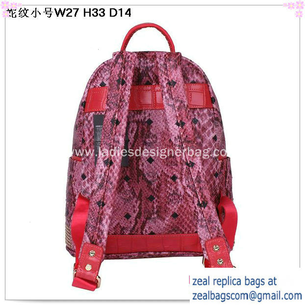 High Quality Replica MCM Armour Small Backpack Snake Leather MC2095S Rose